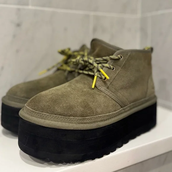 UGG Neumel Heritage Platform Ankle Boot Women’s Size 7 Olive - Picture 2 of 8